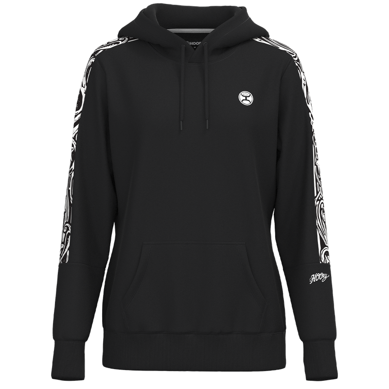 Hooey Women's Black with White Filigree Pattern Canyon Hoodie