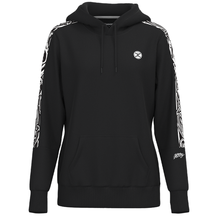 Hooey Women's Black with White Filigree Pattern Canyon Hoodie