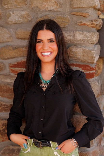 Howdy Hanny Women's Black Performance Pearl Snap Shirt