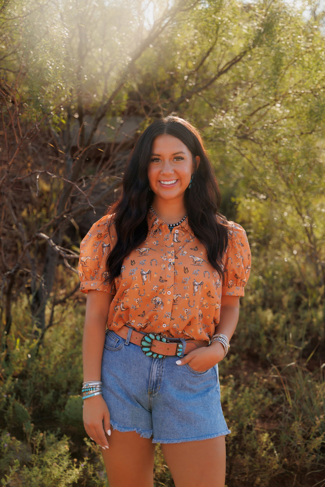 Howdy Hanny Butterflies and Horses Top