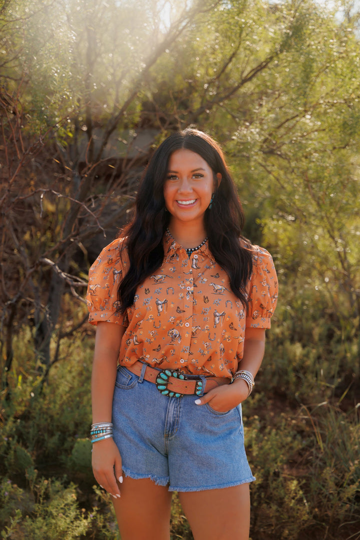 Howdy Hanny Butterflies and Horses Top
