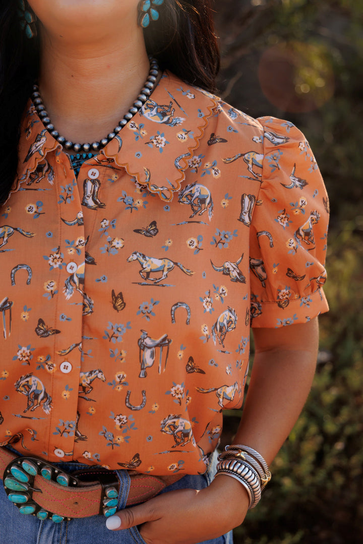 Howdy Hanny Butterflies and Horses Top