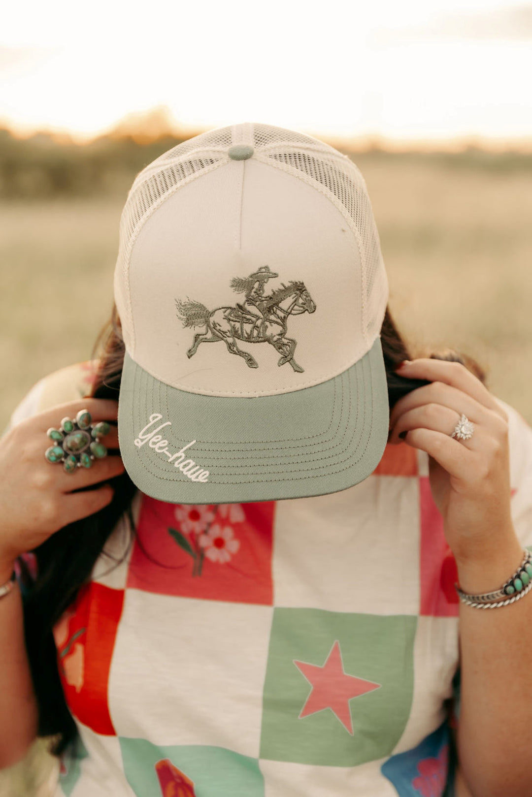 Howdy Hanny Olive YeeHaw Trucker Cap
