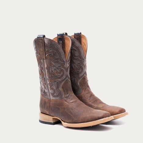 Hyer Men's Tan and Grey Bucklin Western Boot