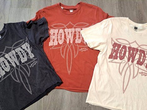 Bohemian Cowgirl Howdy Boot Stitch Tee