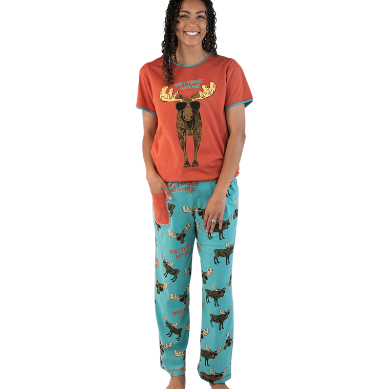 Lazy One Women's Blue Don't Moose With Me Pj Set