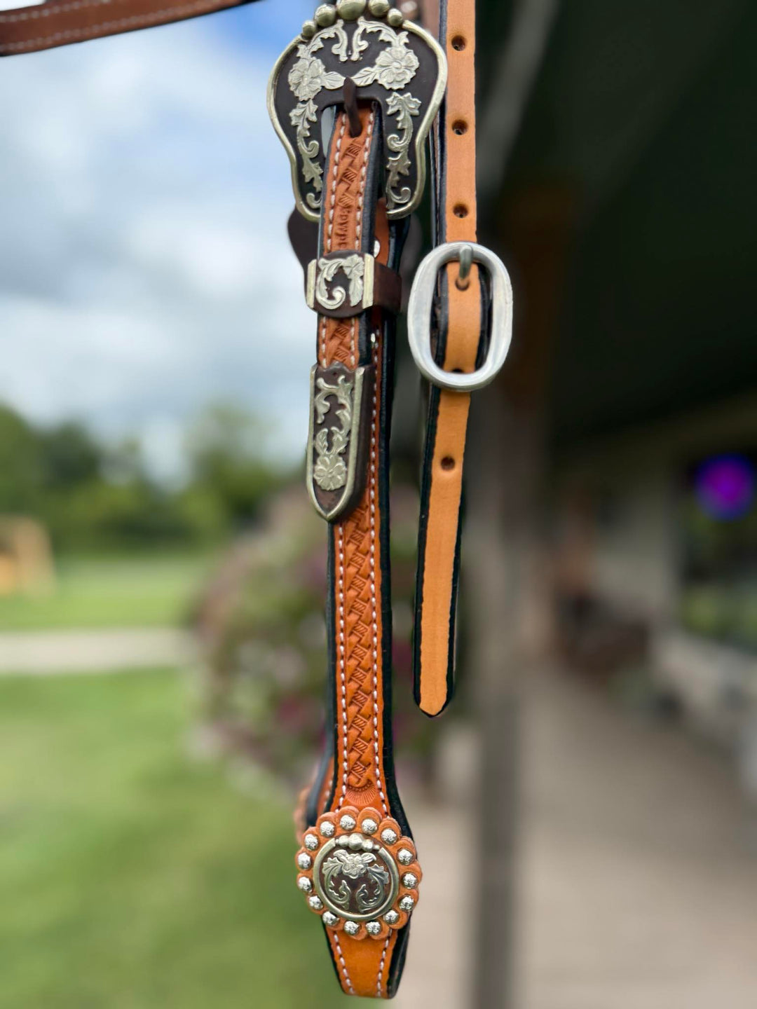 Cowperson Tack Light Oil X Browband Headstall