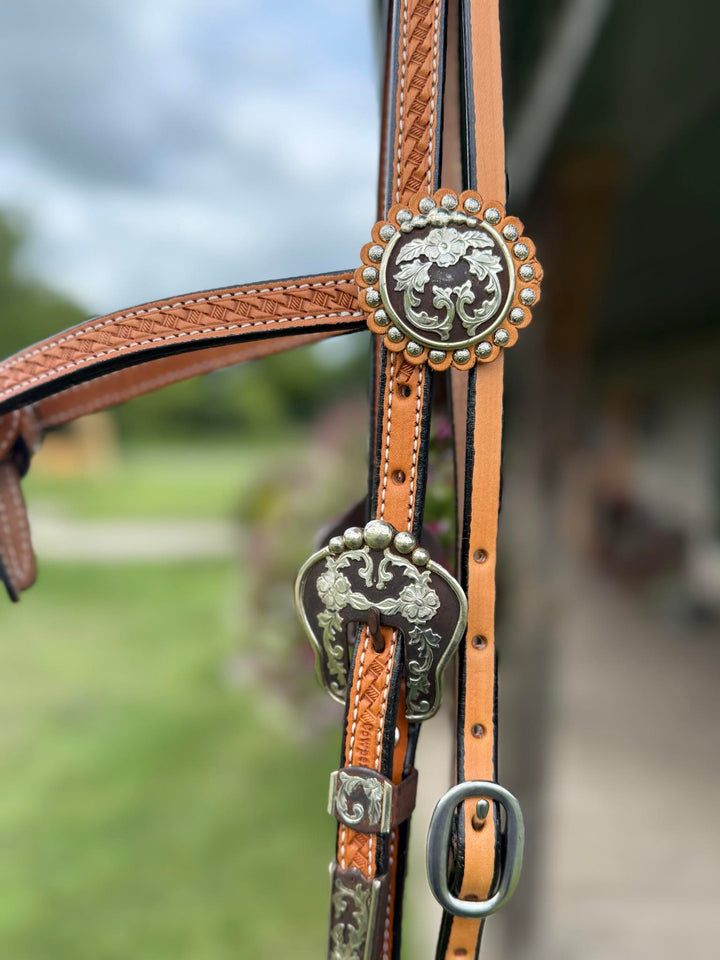 Cowperson Tack Light Oil X Browband Headstall