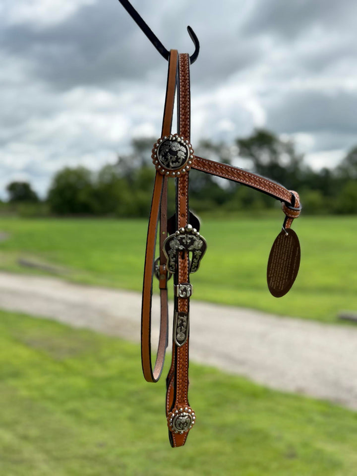 Cowperson Tack Light Oil X Browband Headstall