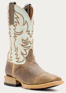 Hyer Women's Robin Egg Blue and Tan Topeka Western Boot