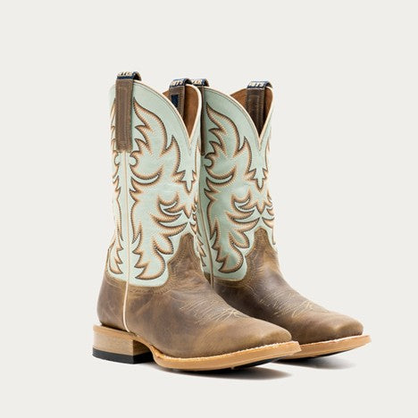 Hyer Women's Robin Egg Blue and Tan Topeka Western Boot