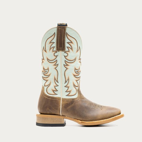 Hyer Women's Robin Egg Blue and Tan Topeka Western Boot