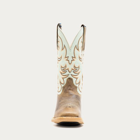 Hyer Women's Robin Egg Blue and Tan Topeka Western Boot