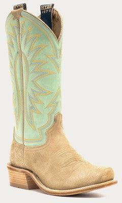 Hyer Women's Iced Mint and Sand Roughout Rose Hill Western Boot