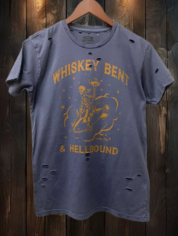 Country Deep Women's Navy Distressed Hellbound Tee