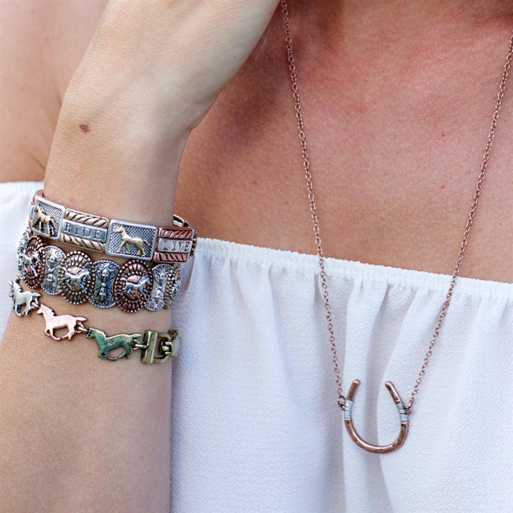 WYO-Horse Wire Wrapped Horseshoe Necklace