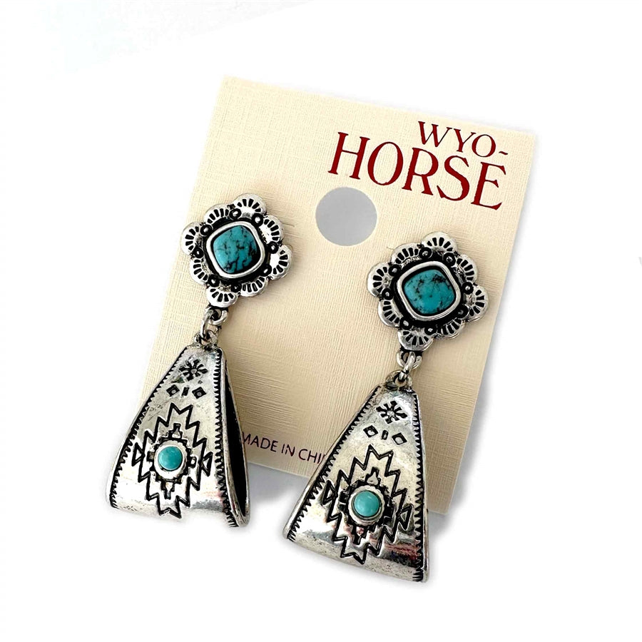 WYO-Horse Native Embellishment Stirrup Earrings