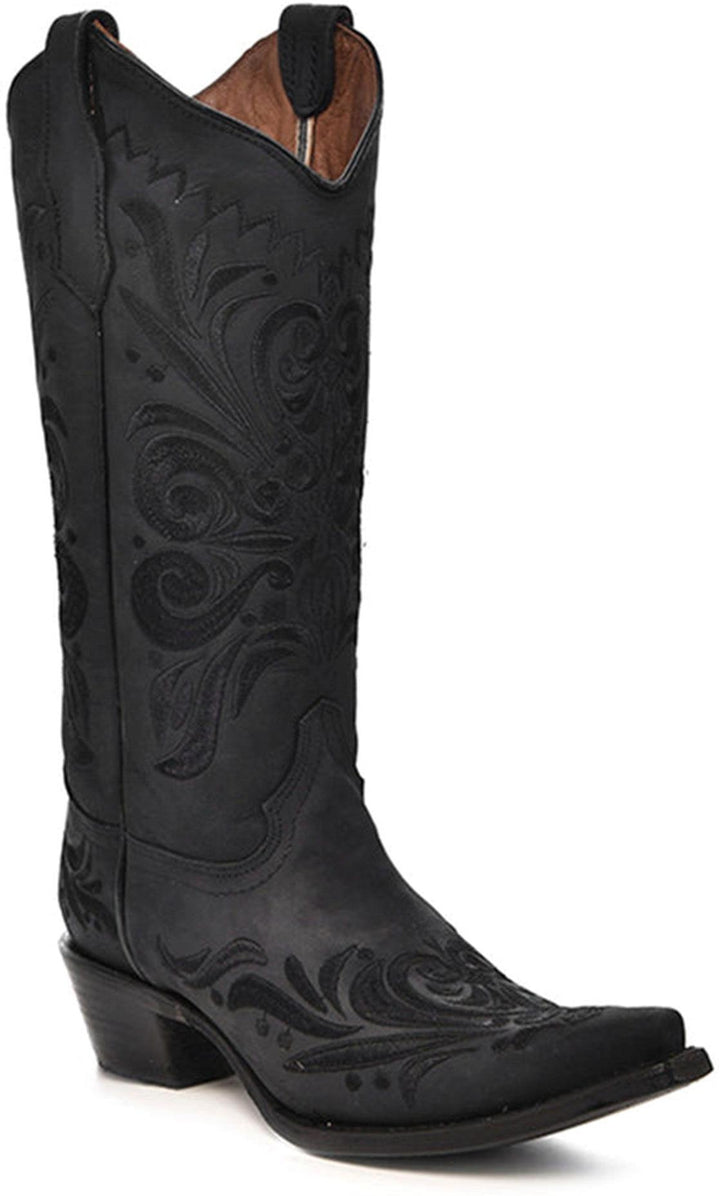 Corral Women's Embroidery Black Snip Toe Cowboy Boot