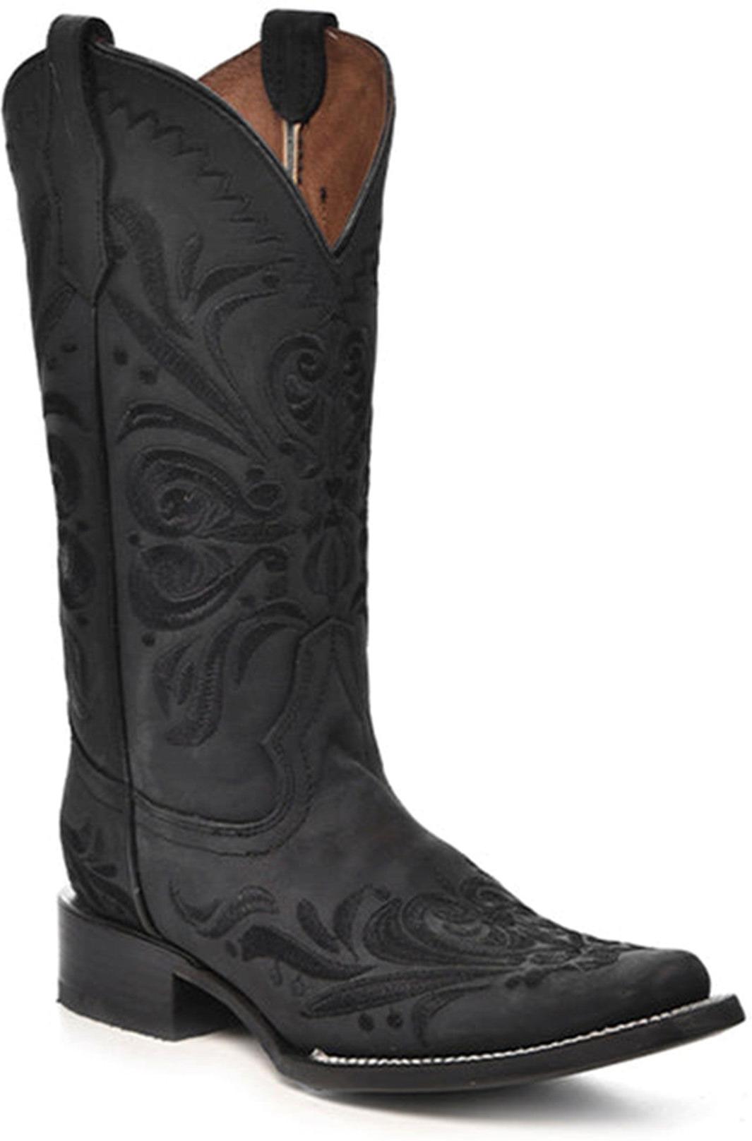 Corral Women's Embroidered Black Square Toe Cowboy Boot