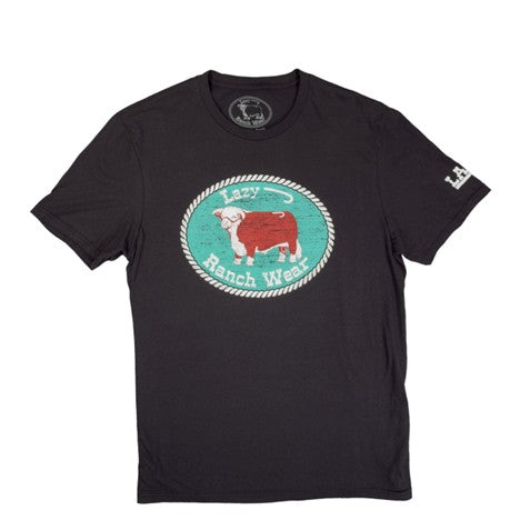 Lazy J Ranch Black Original Buckle Short Sleeve Tee