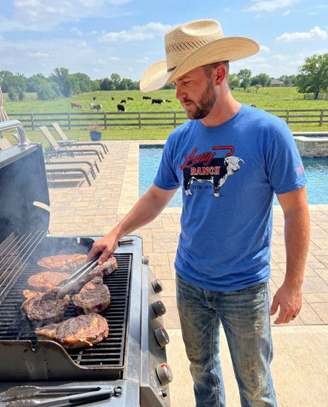 Lazy J Ranch Blue Beefmaker Short Sleeve Tee