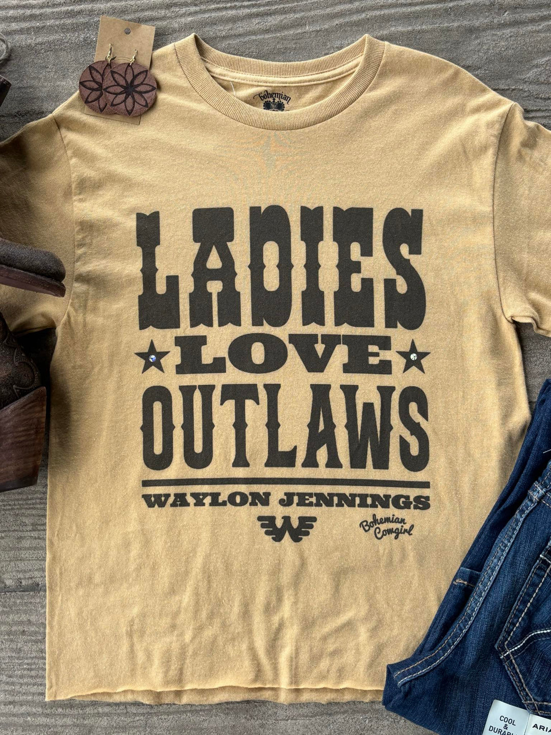 Bohemian Cowgirl Toast Ladies Love Outlaws Tee