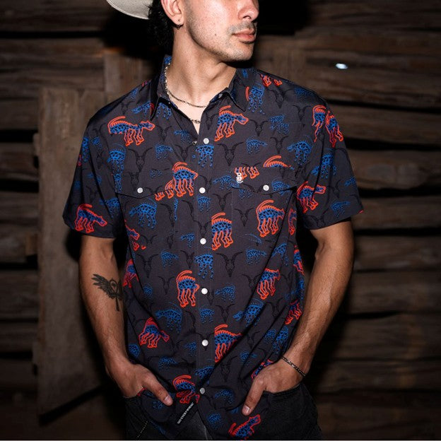 Raised By Coyotes Men's La Chupacabra Pearl Snap Short Sleeve Shirt