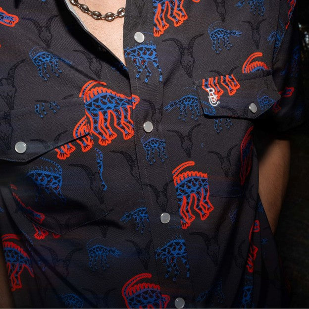 Raised By Coyotes Men's La Chupacabra Pearl Snap Short Sleeve Shirt