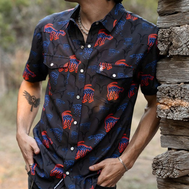 Raised By Coyotes Men's La Chupacabra Pearl Snap Short Sleeve Shirt