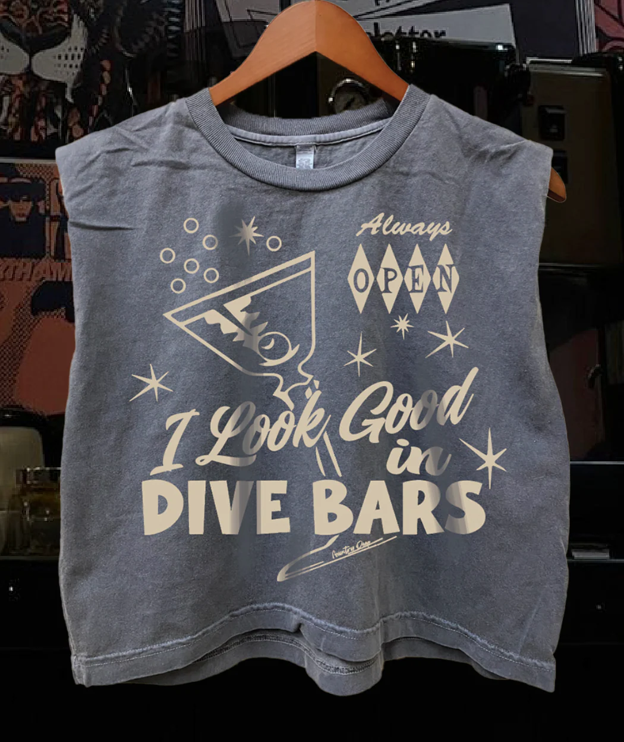 Country Deep Women's Faded Navy I Look Good in Dive Bars Boxy Tee