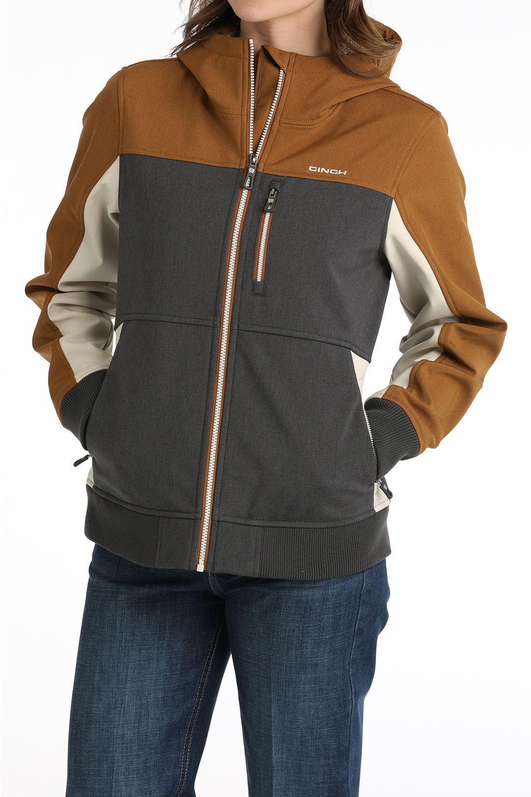 Cinch Women's Gold and Charcoal Bonded Hoodie