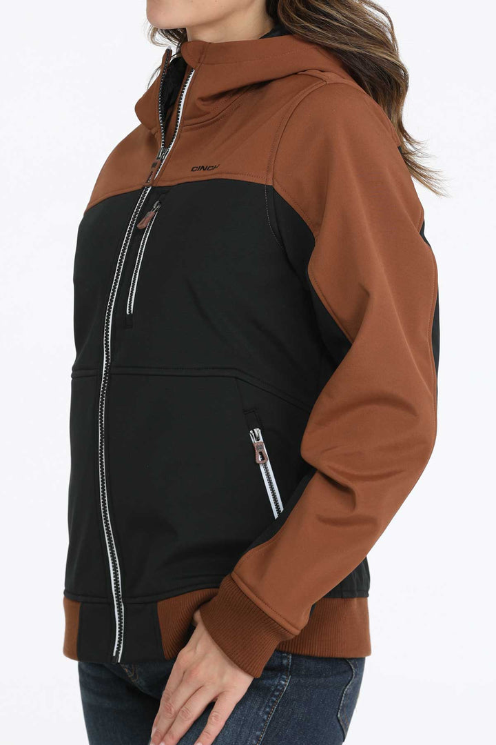 Cinch Women's Brown Color Blocked Bonded Hoodie