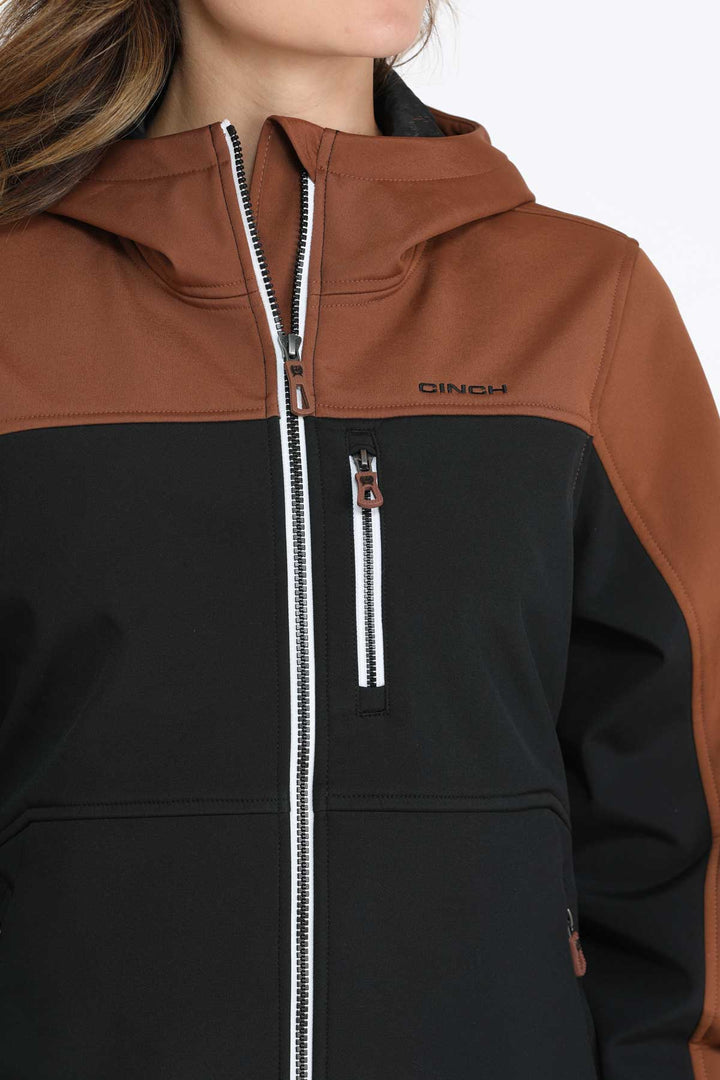 Cinch Women's Brown Color Blocked Bonded Hoodie