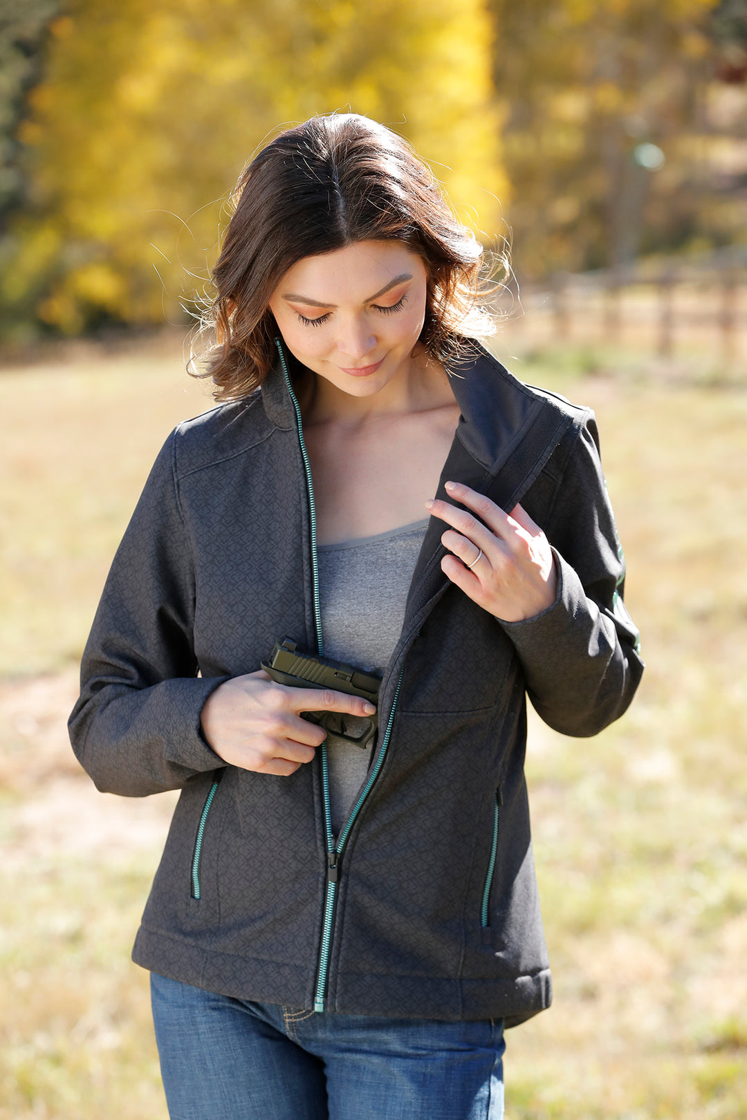 Cinch Women's Black and Teal Concealed Carry Jacket