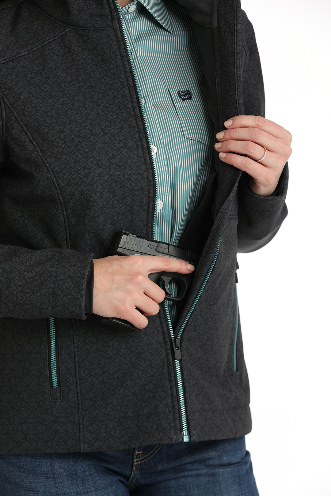 Cinch Women's Black and Teal Concealed Carry Jacket