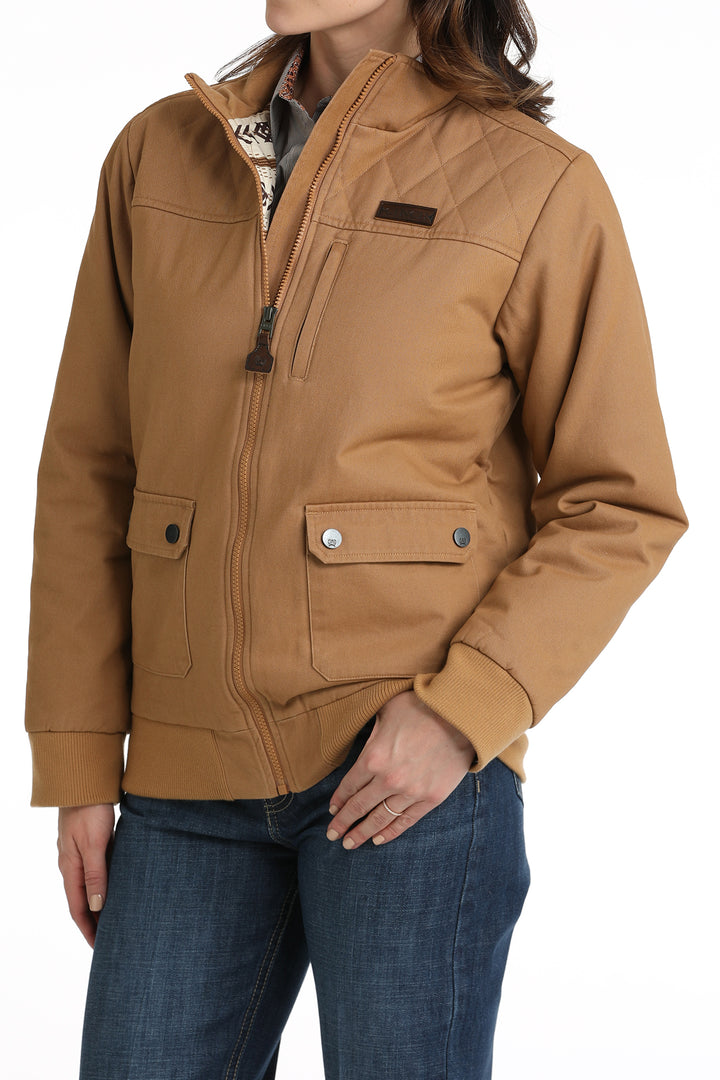 Cinch Women's Brown Canvas Bomber Jacket