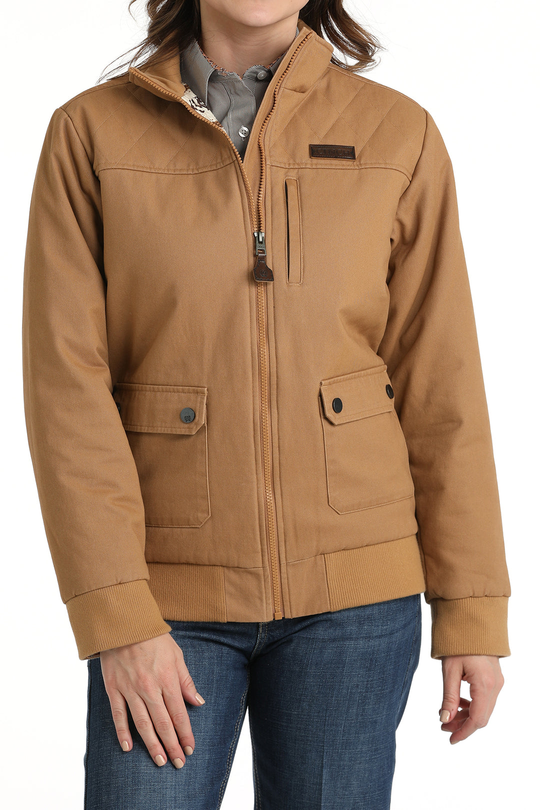 Cinch Women's Brown Canvas Bomber Jacket