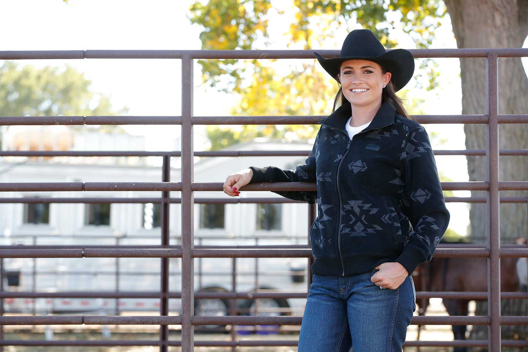 Cinch Women's Black and Gray Aztec Polar Fleece Jacket