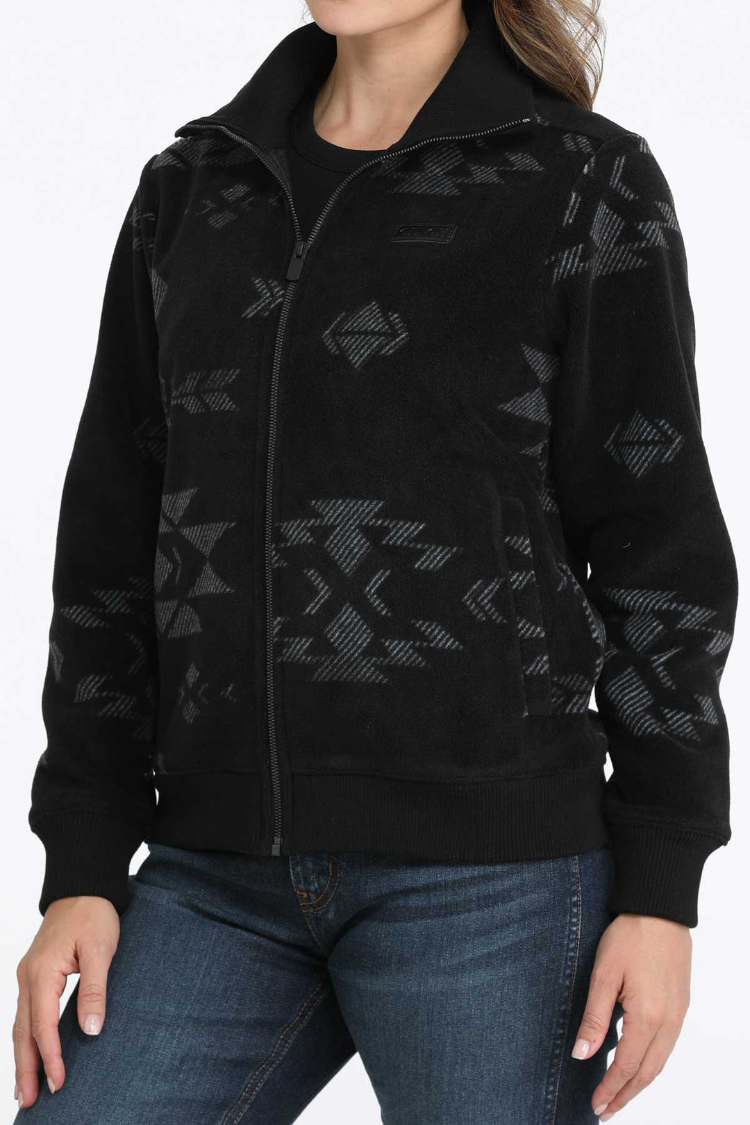Cinch Women's Black and Gray Aztec Polar Fleece Jacket