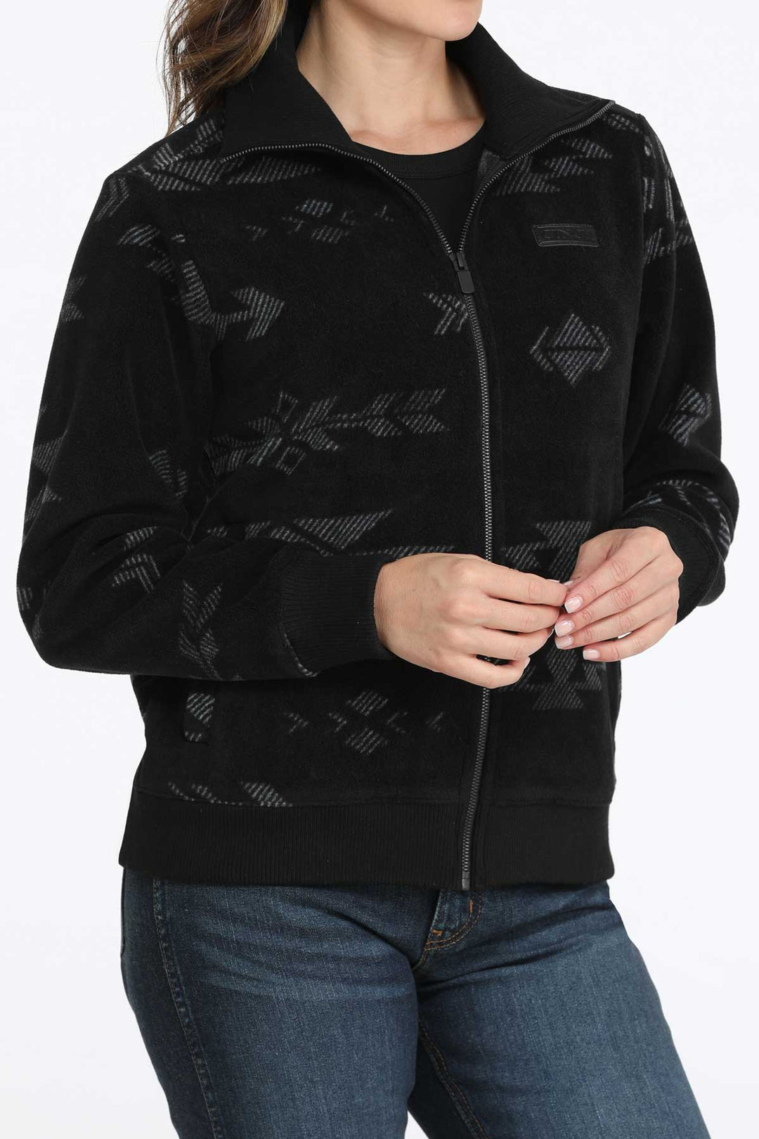Cinch Women's Black and Gray Aztec Polar Fleece Jacket