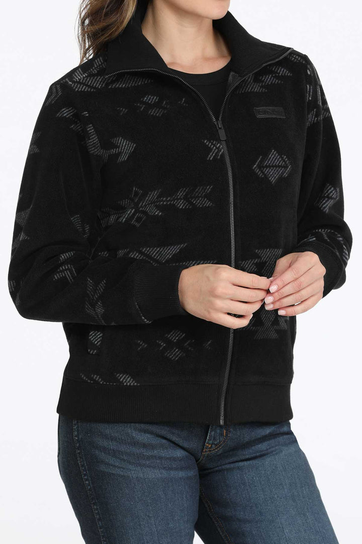 Cinch Women's Black and Gray Aztec Polar Fleece Jacket