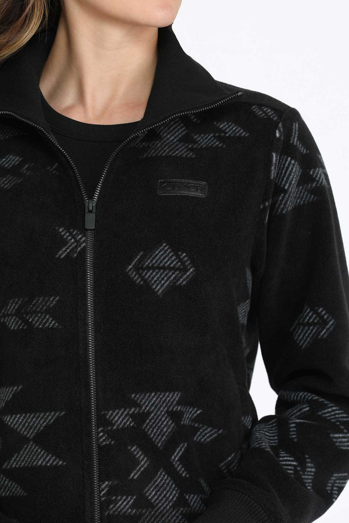 Cinch Women's Black and Gray Aztec Polar Fleece Jacket