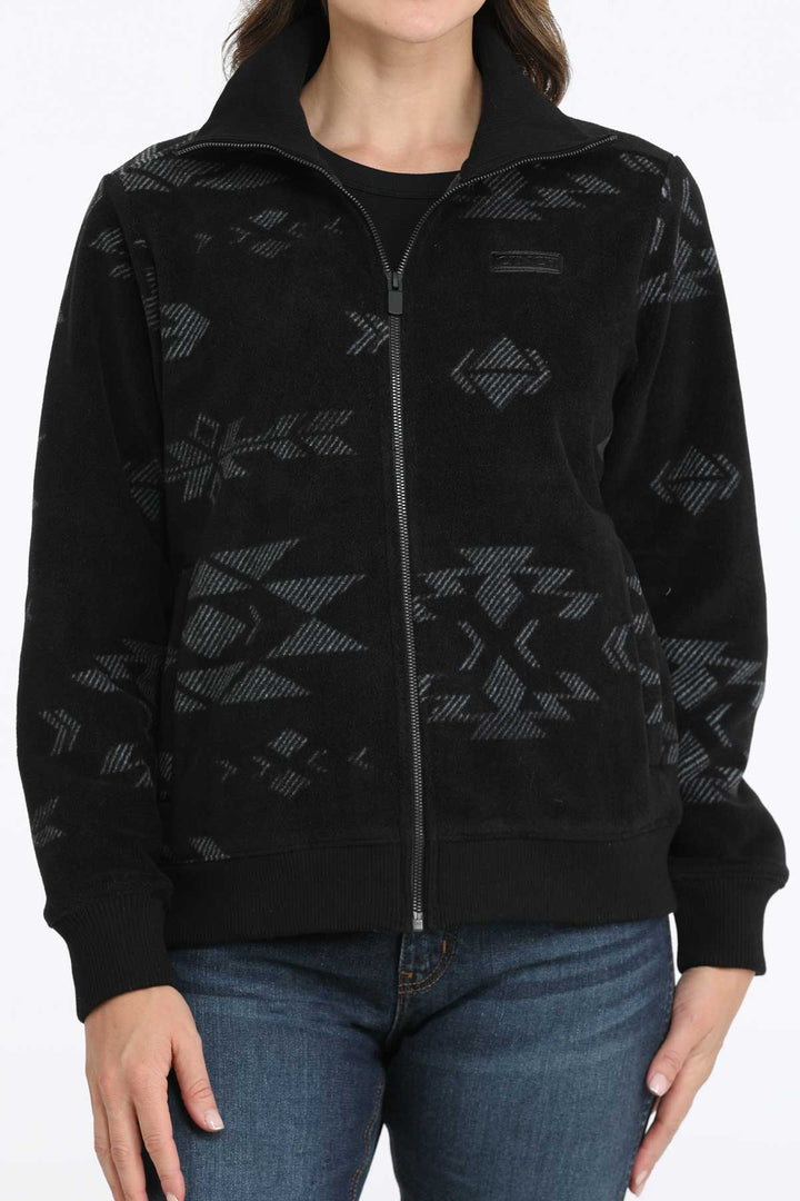 Cinch Women's Black and Gray Aztec Polar Fleece Jacket