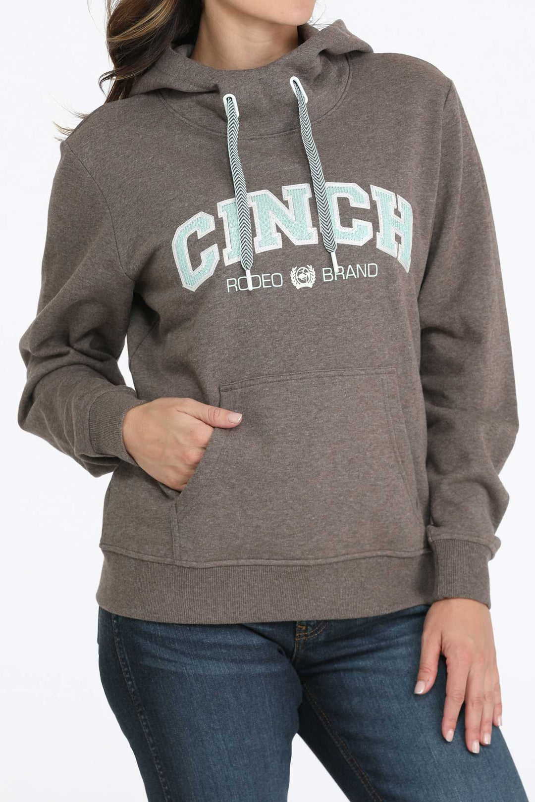 Cinch Women's Brown and Blue Logo Hoodie