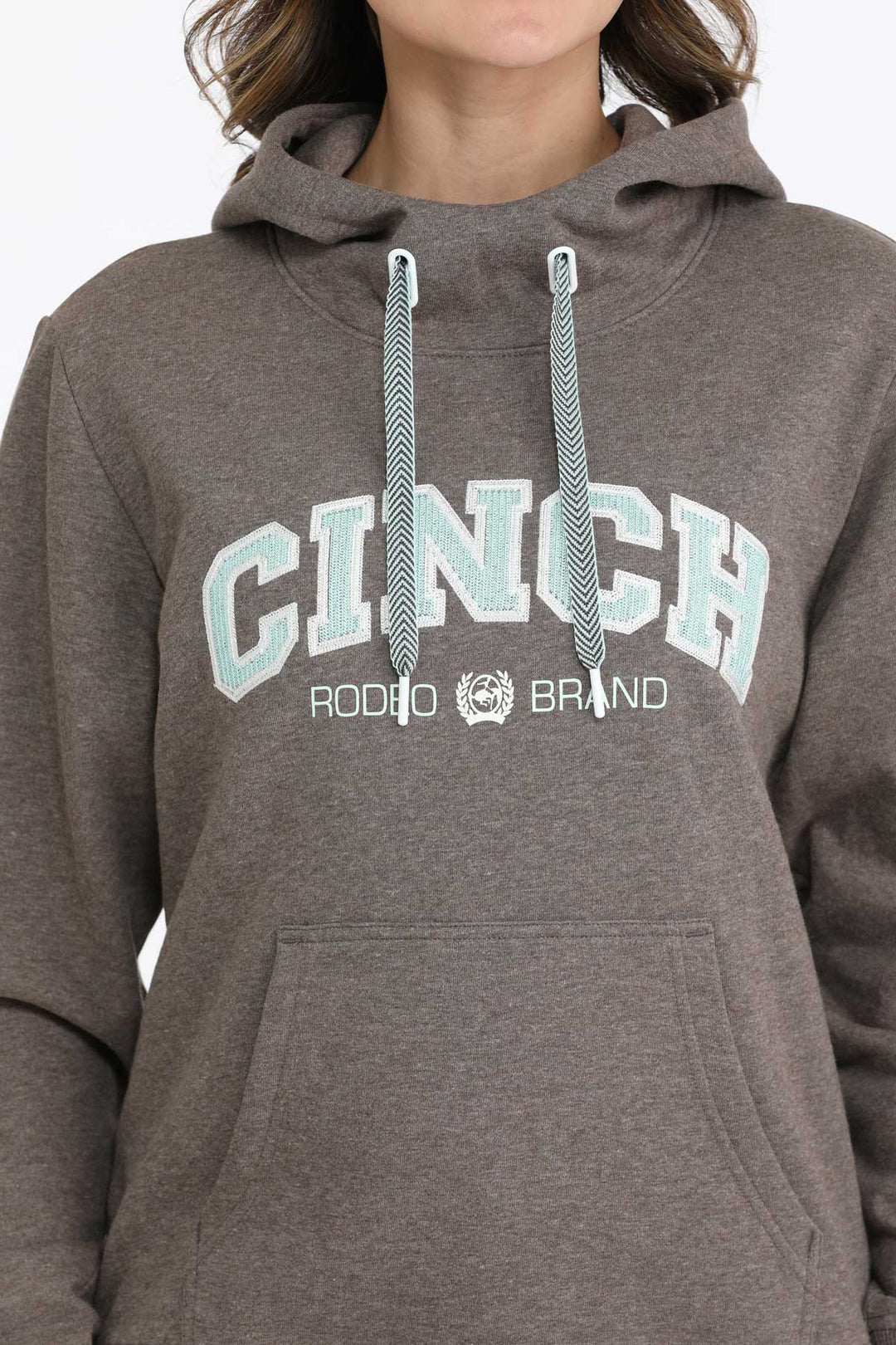 Cinch Women's Brown and Blue Logo Hoodie
