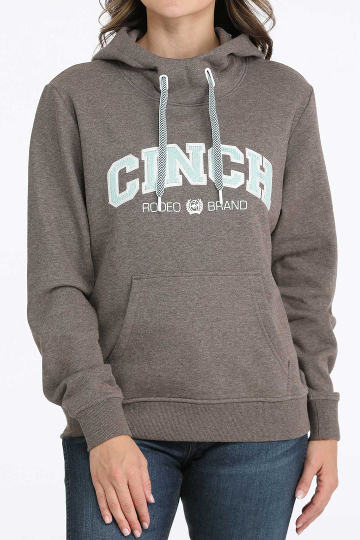 Cinch Women's Brown and Blue Logo Hoodie