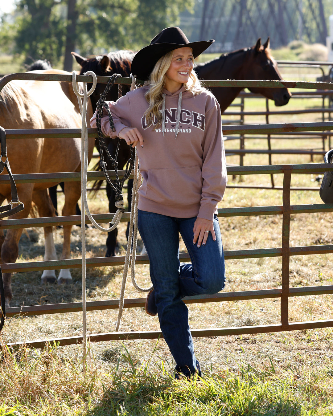 Cinch Women's Lilac Logo Hoodie featuring a front logo design, casual western wear style, soft fabric, and comfortable fit.