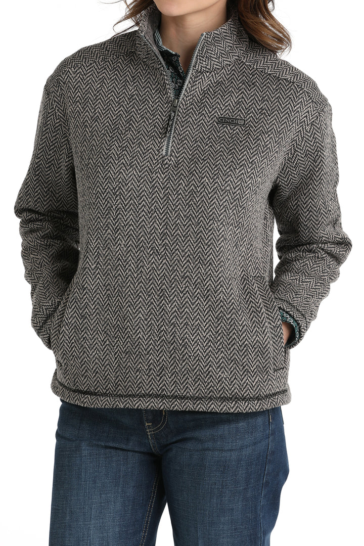 Cinch Women's Gray Herringbone 1/4 Zip Pullover