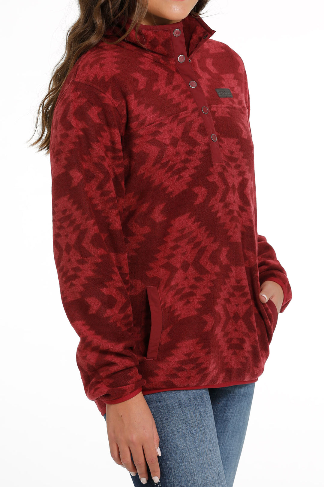 Cinch Women's Red Southwest Polar Fleece Pullover