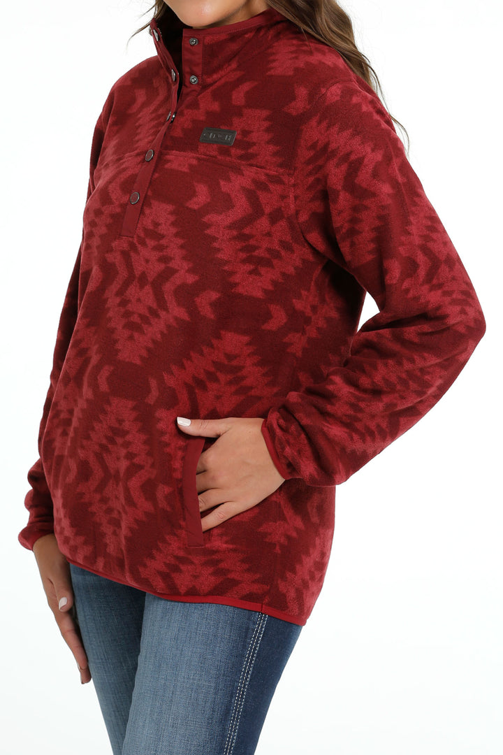 Cinch Women's Red Southwest Polar Fleece Pullover